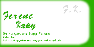 ferenc kapy business card
